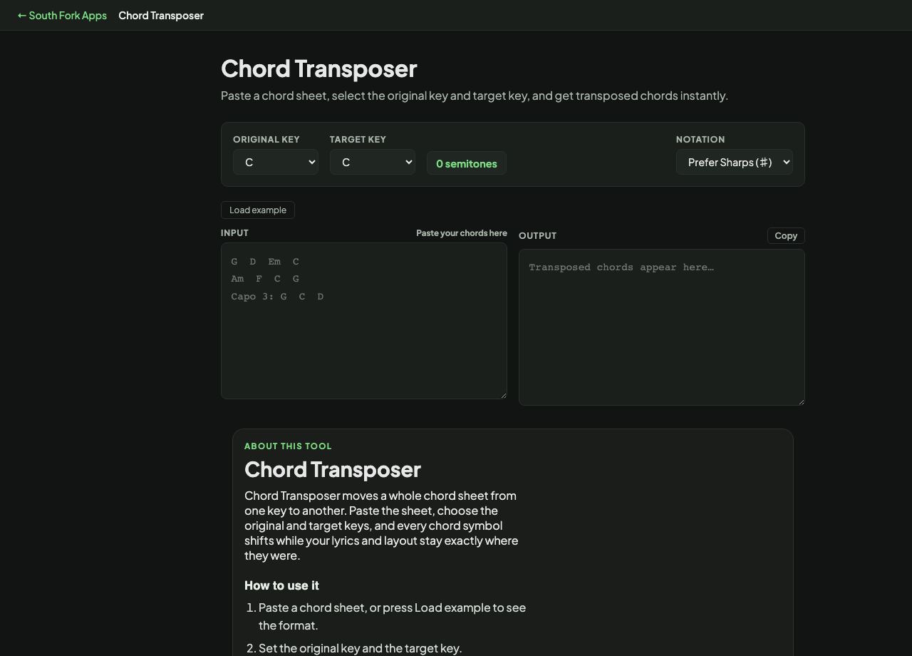 Chord Transposer interface preview