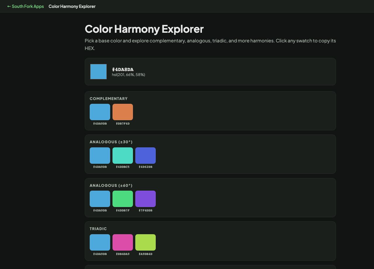 Color Harmony Explorer interface preview