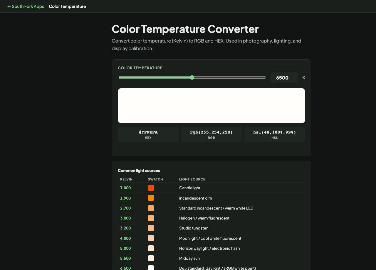 Color Temperature Converter interface preview