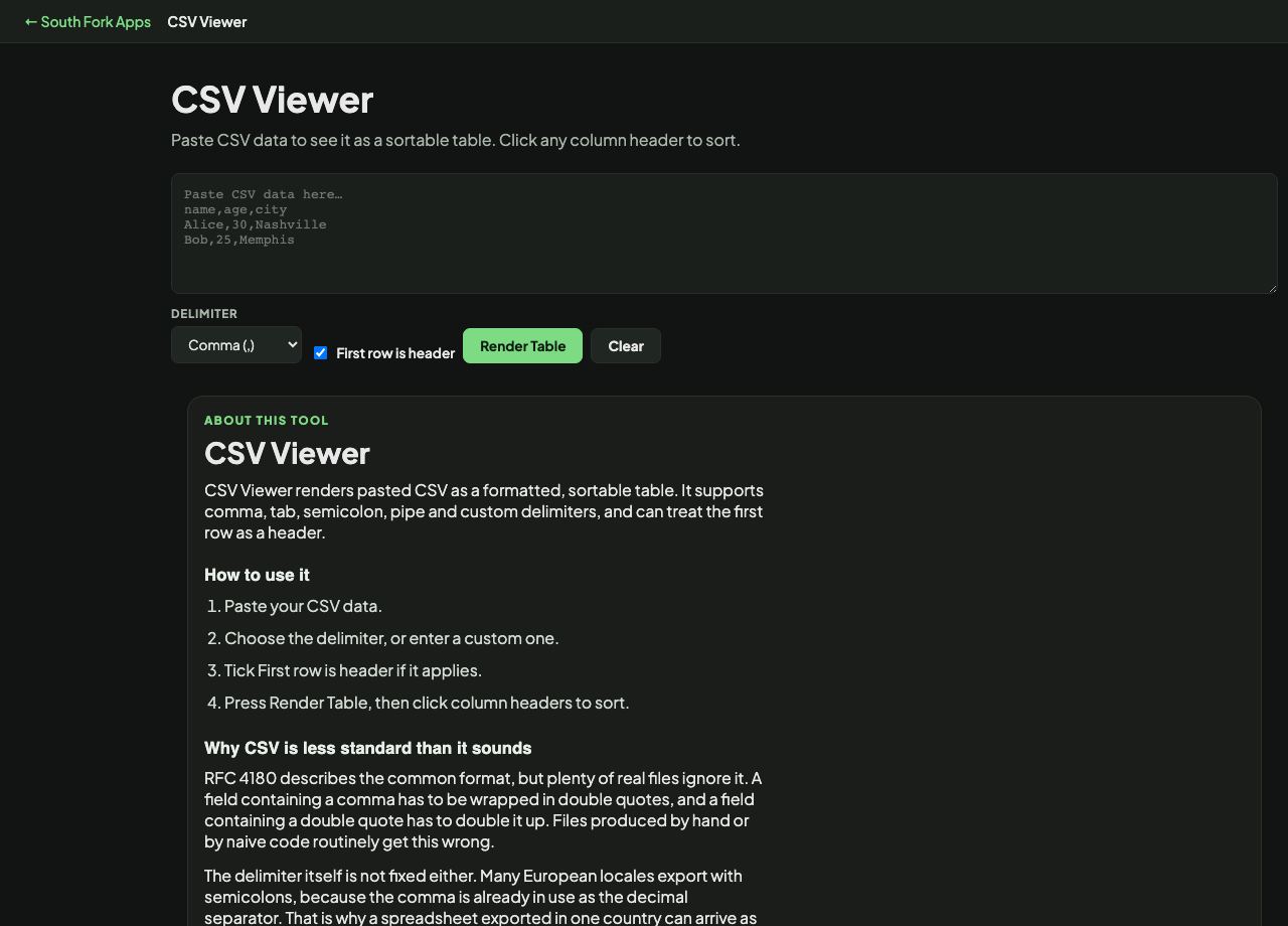 CSV Viewer interface preview
