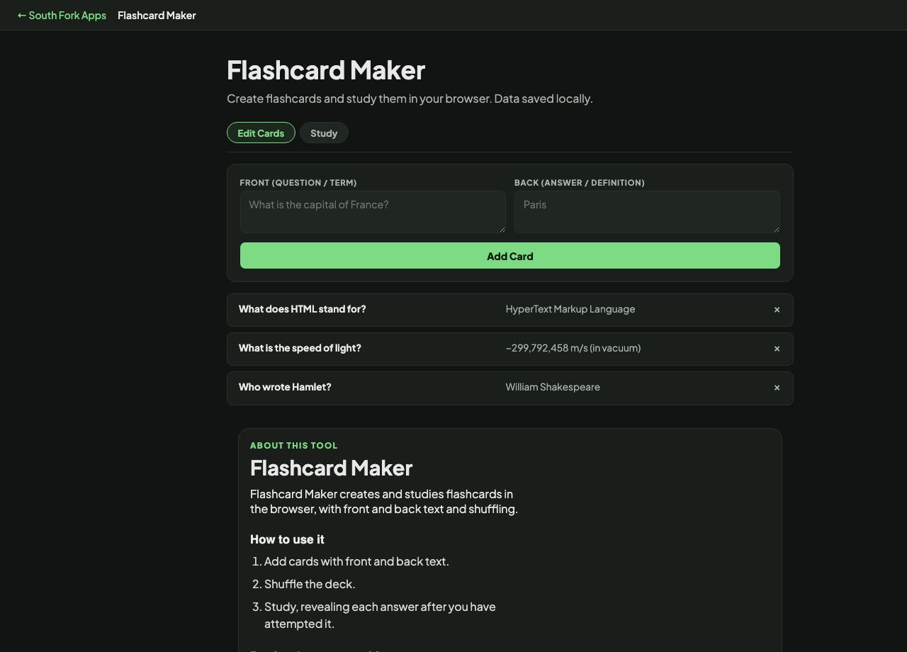 Flashcard Maker interface preview