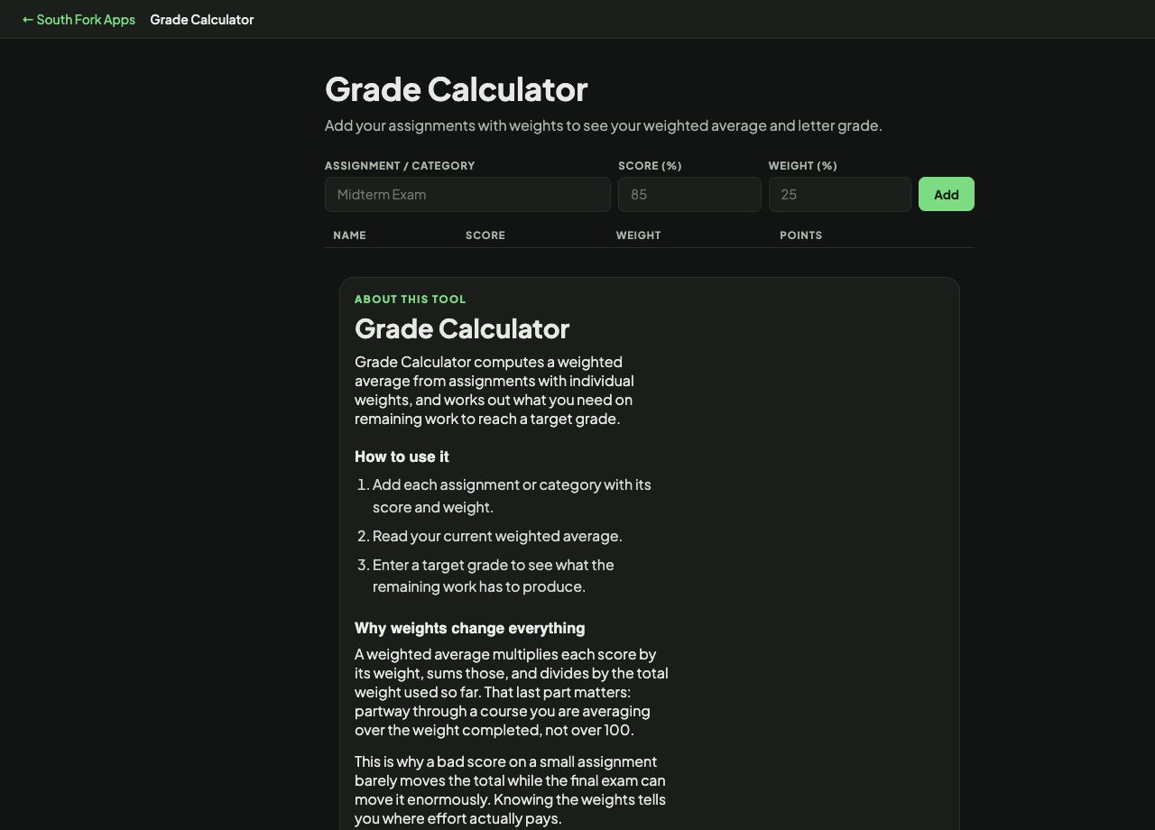 Grade Calculator interface preview