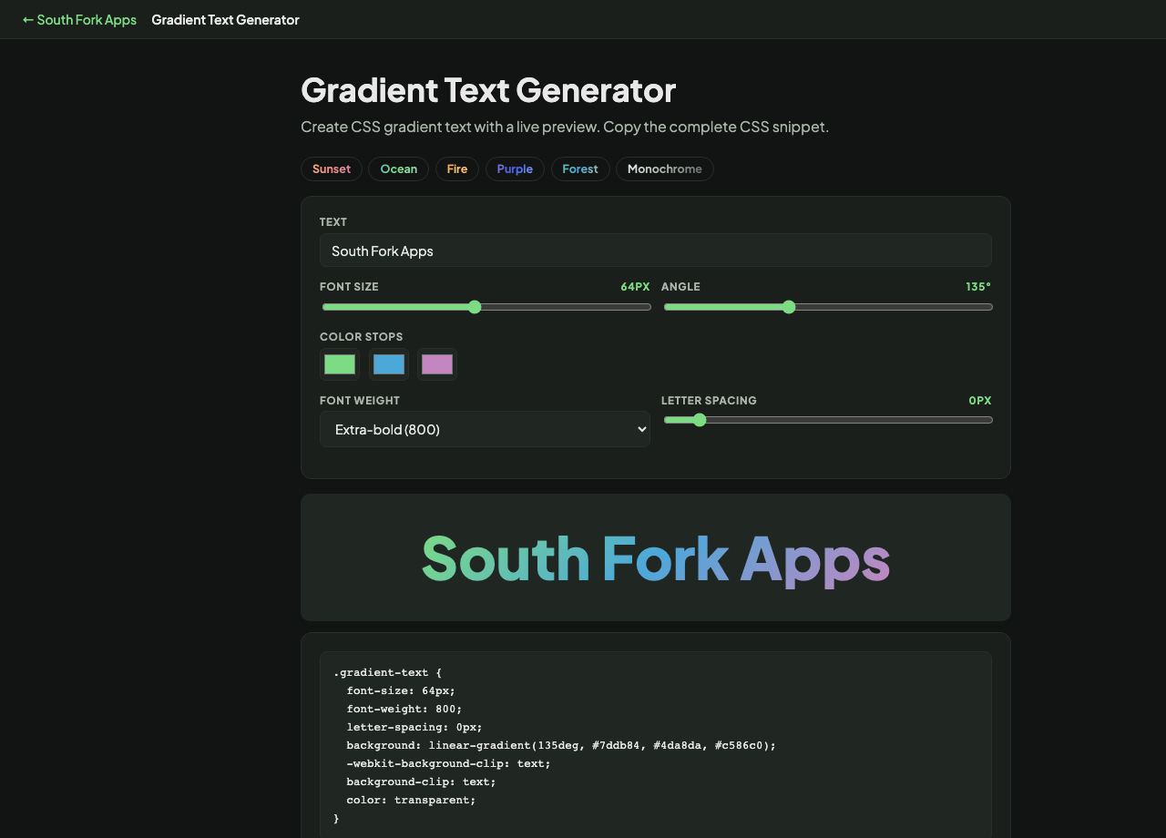 Gradient Text Generator interface preview