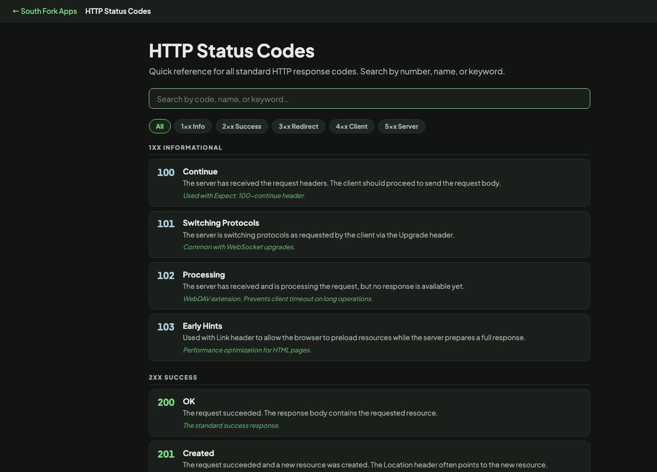 HTTP Status Codes interface preview