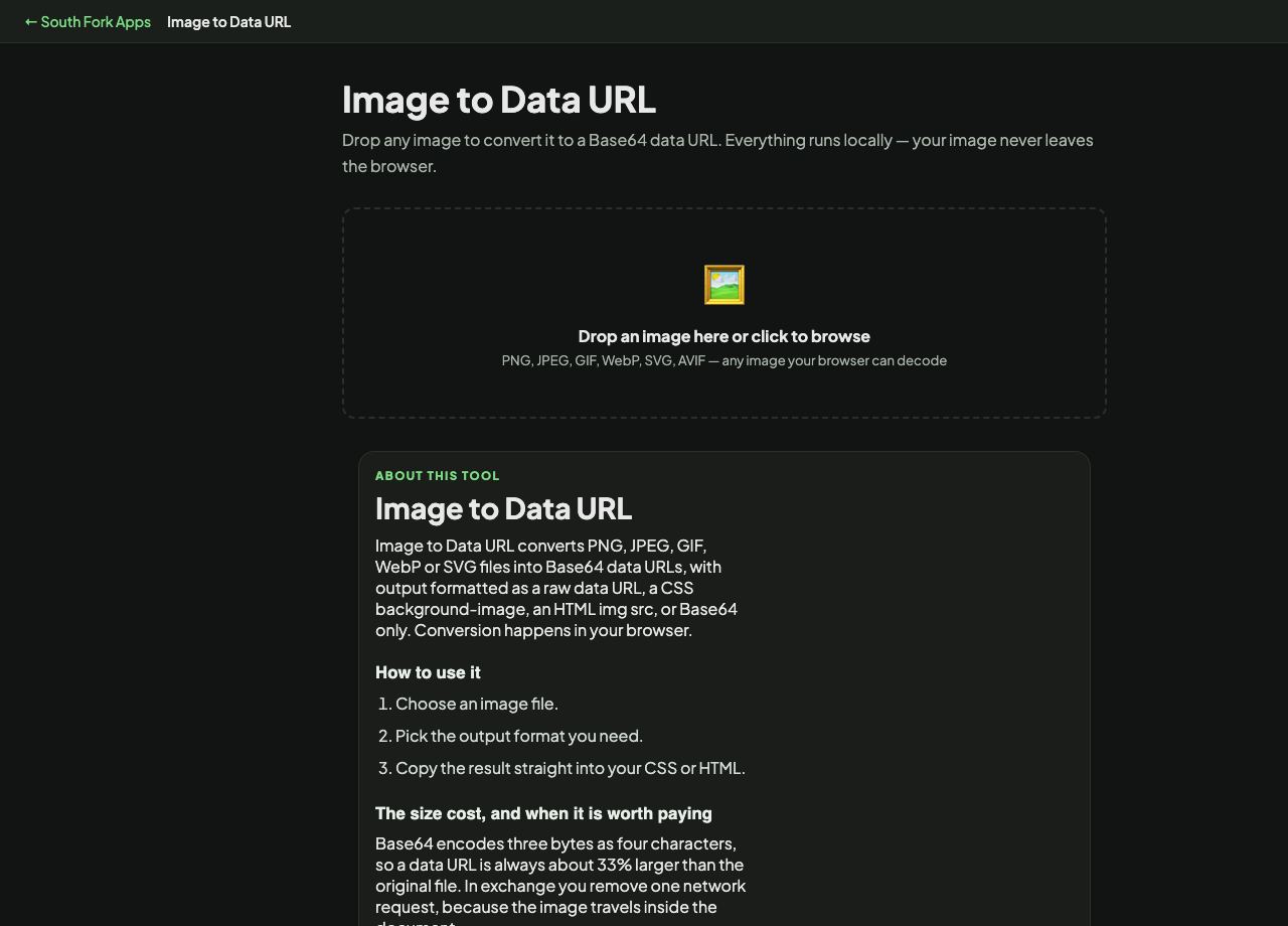 Image to Data URL interface preview