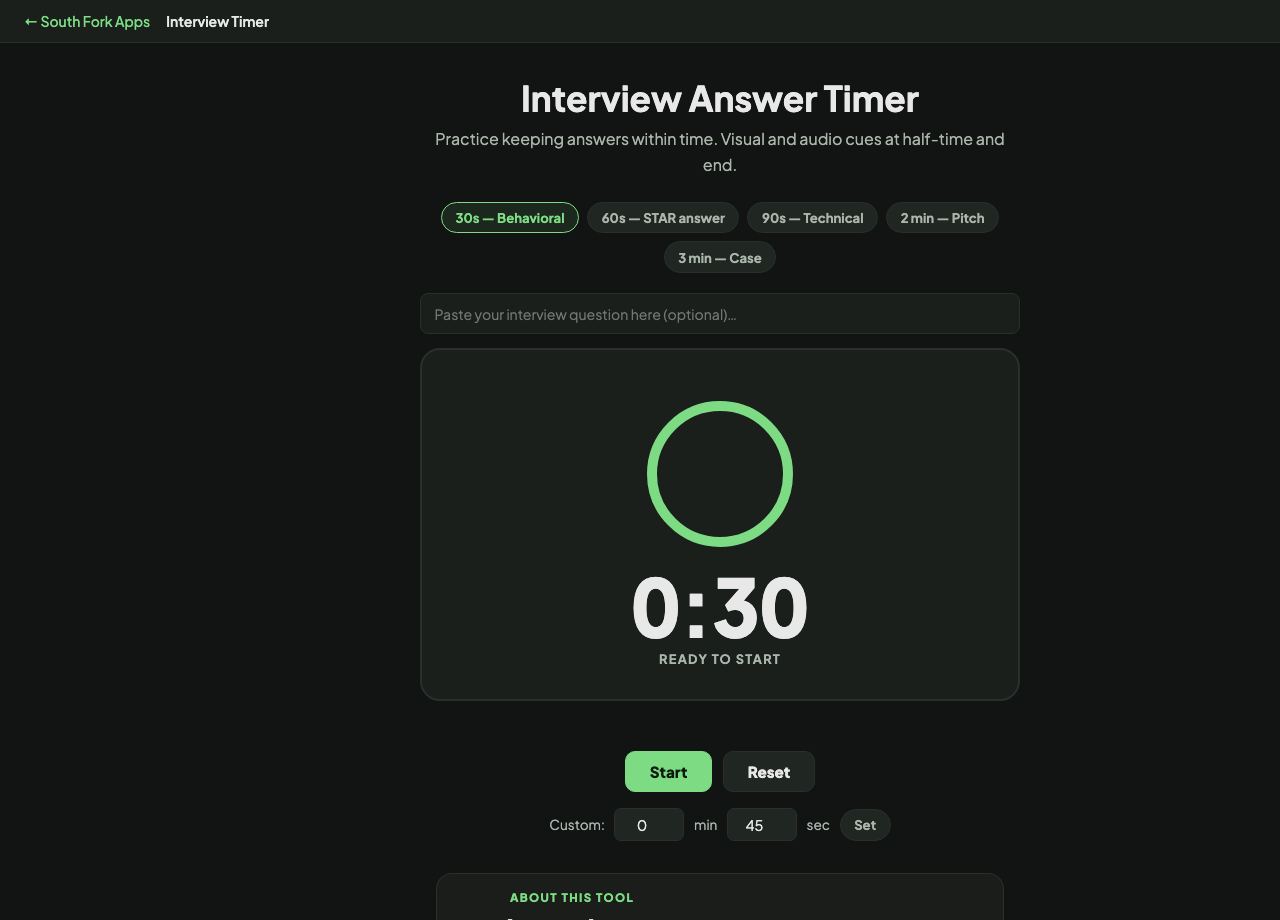 Interview Answer Timer interface preview