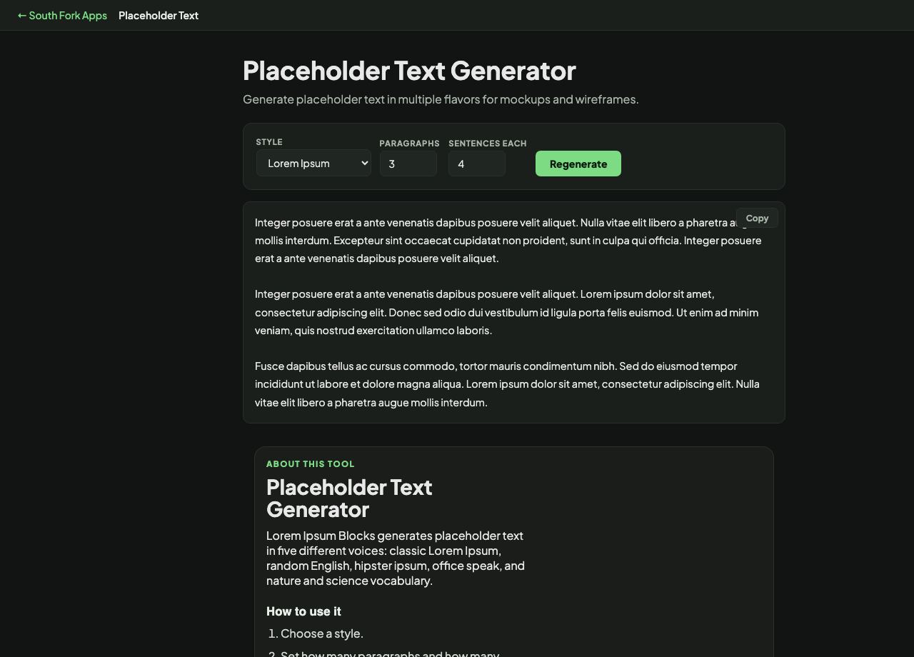 Placeholder Text Generator interface preview