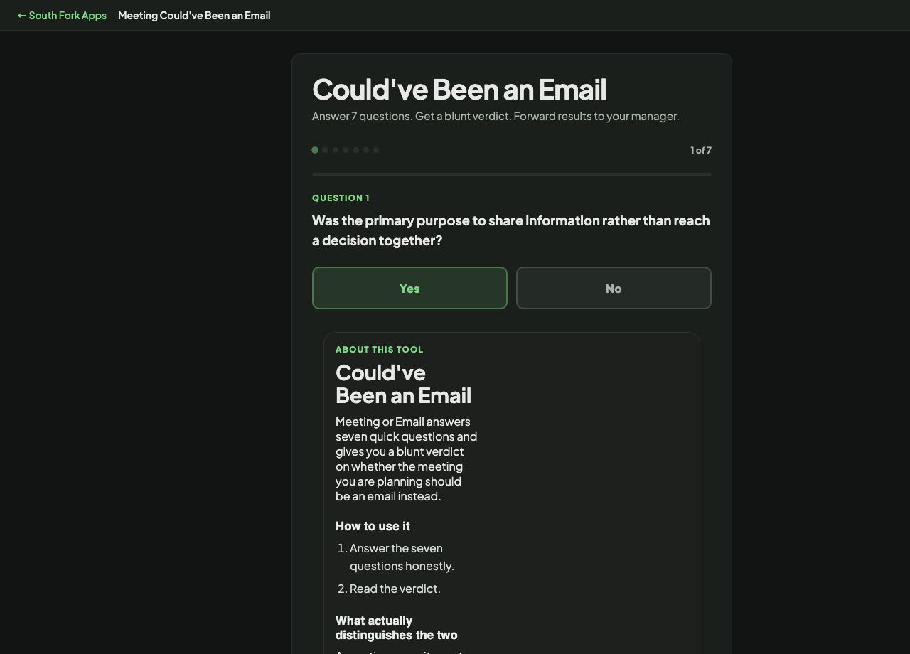 Could've Been an Email interface preview
