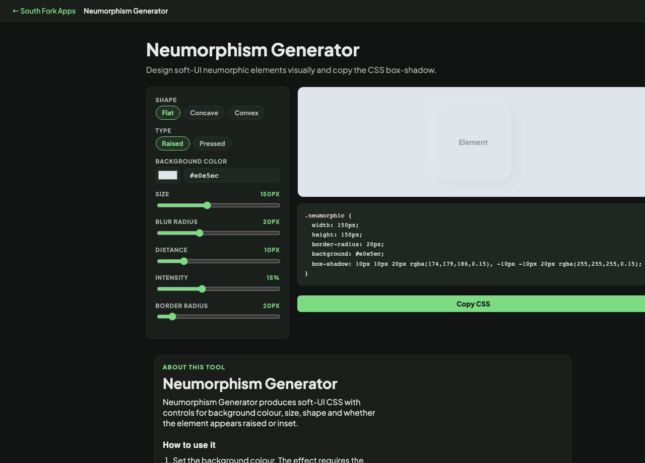 Neumorphism Generator interface preview
