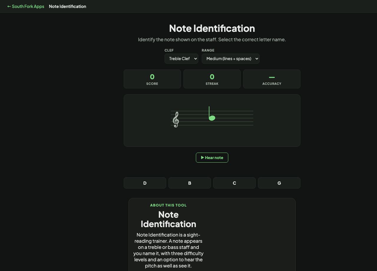 Note Identification interface preview