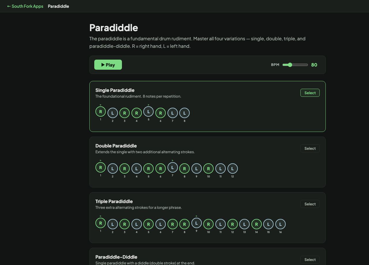 Paradiddle interface preview