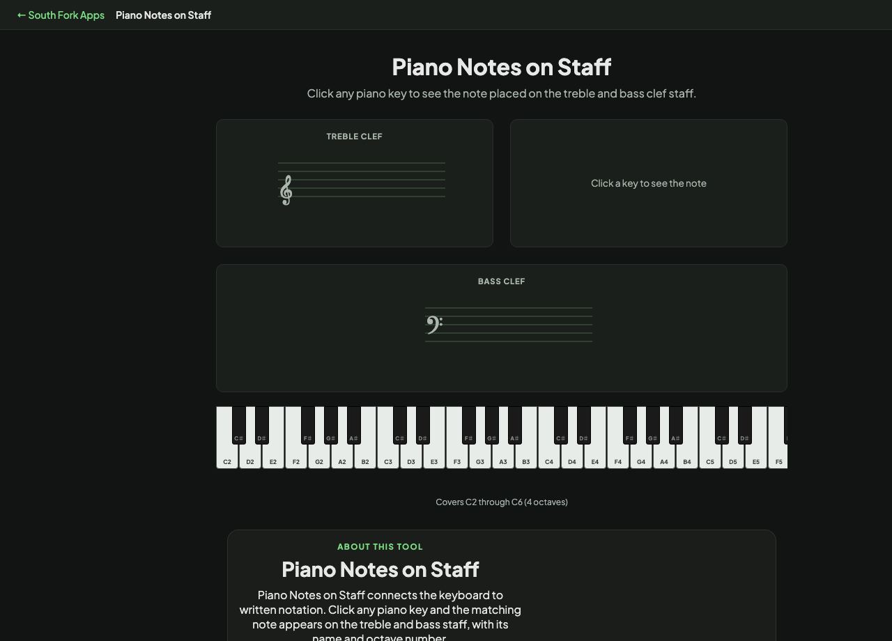 Piano Notes on Staff interface preview