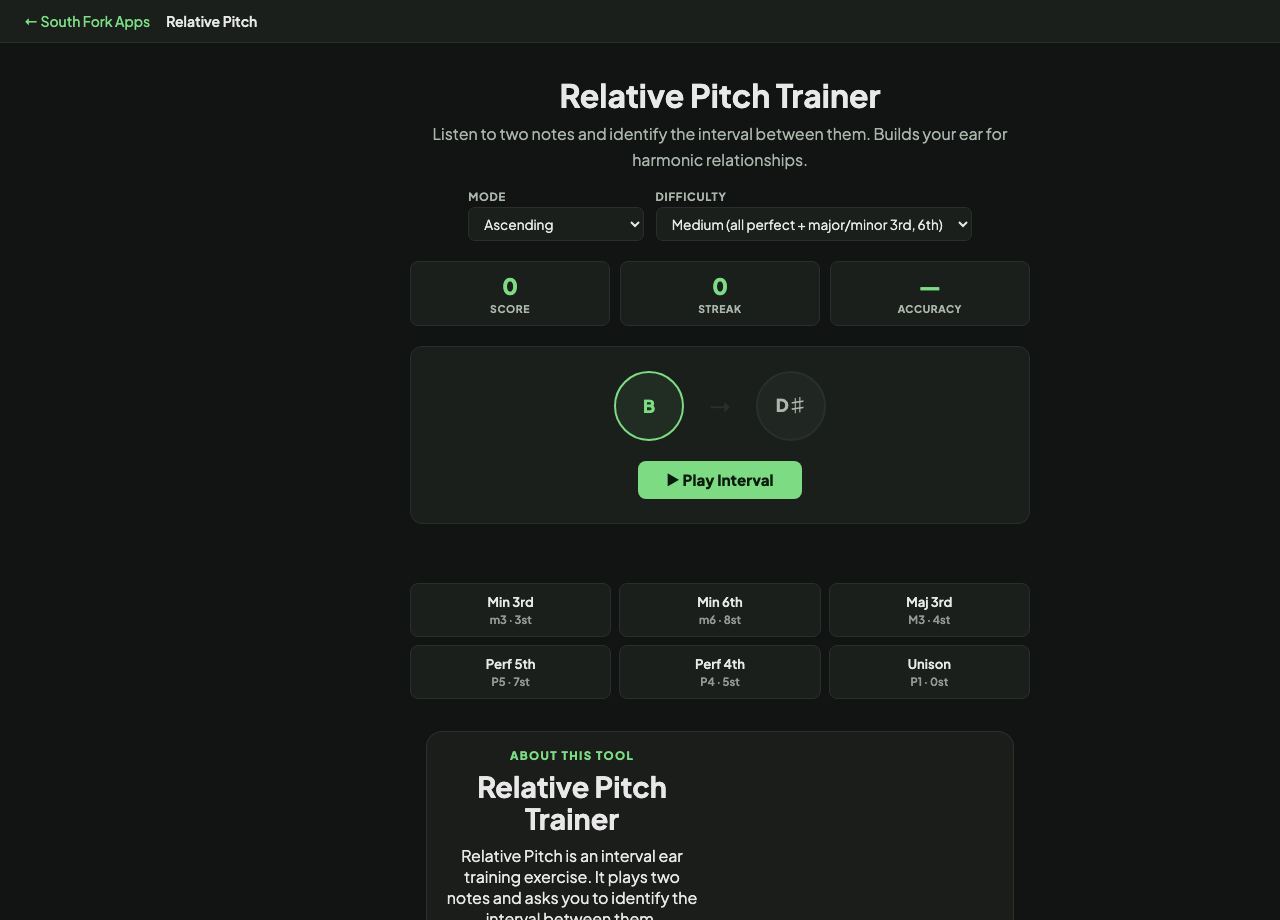Relative Pitch Trainer interface preview