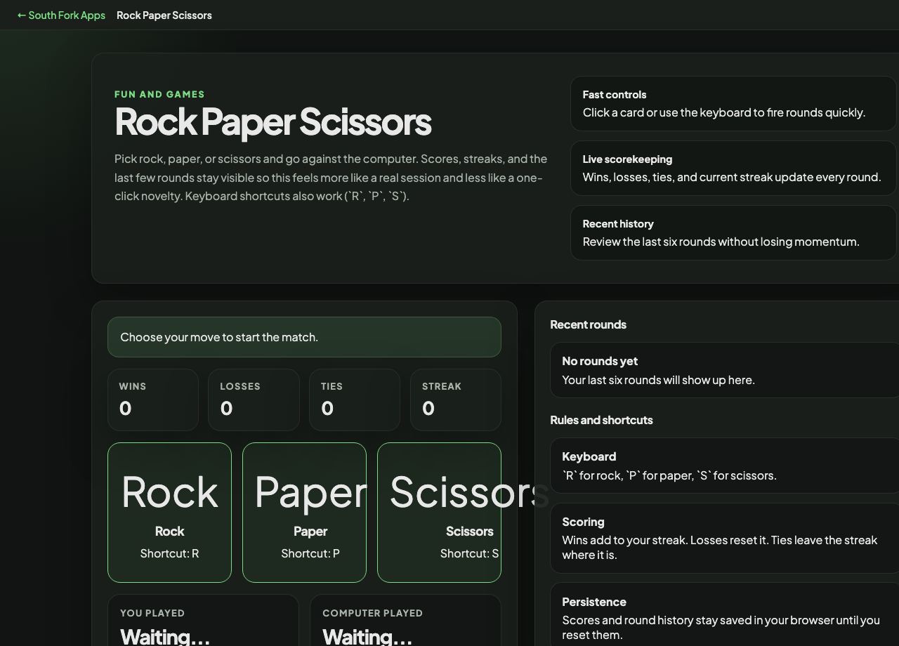Rock Paper Scissors interface preview