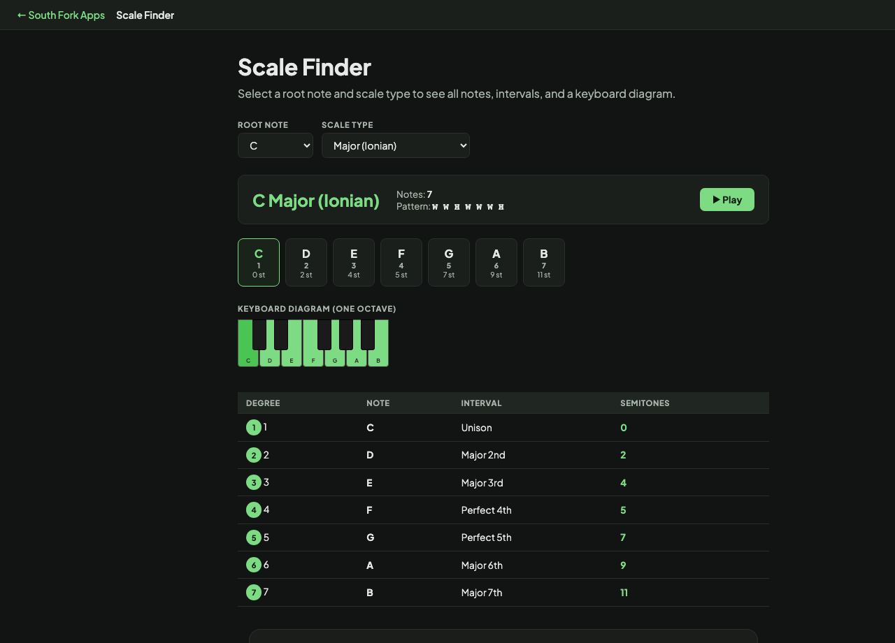 Scale Finder interface preview