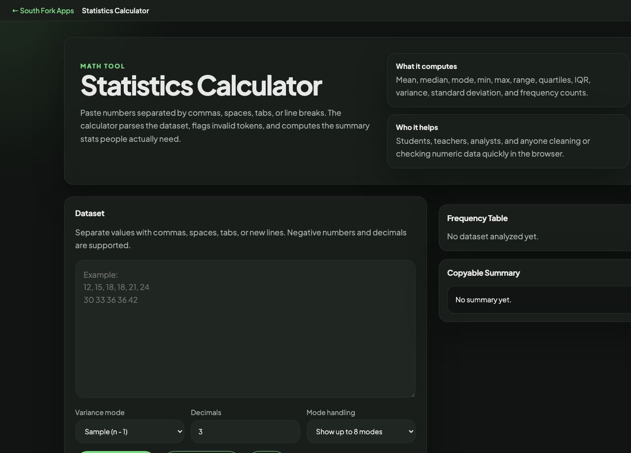 Statistics Calculator interface preview