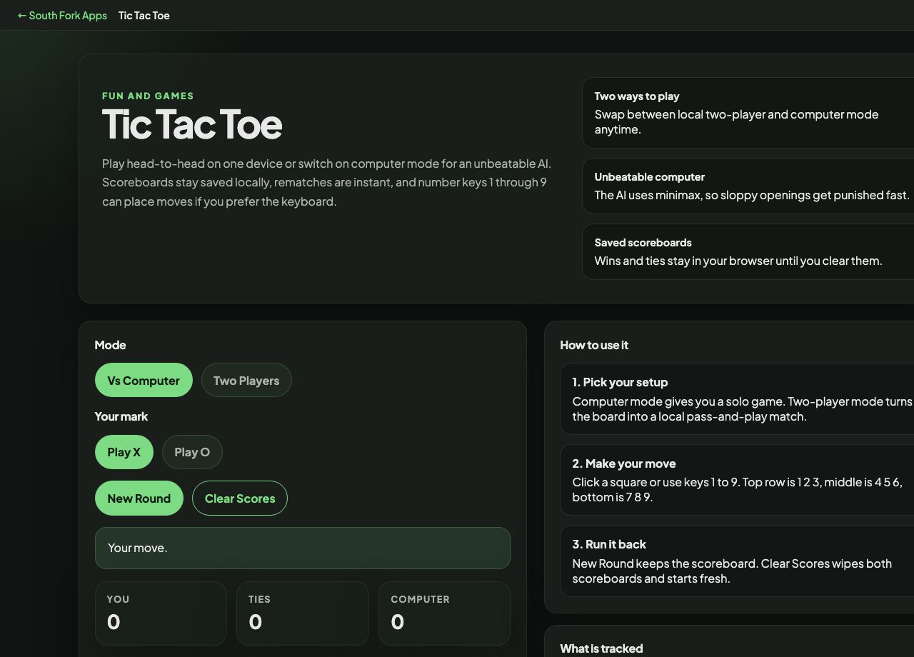 Tic Tac Toe interface preview