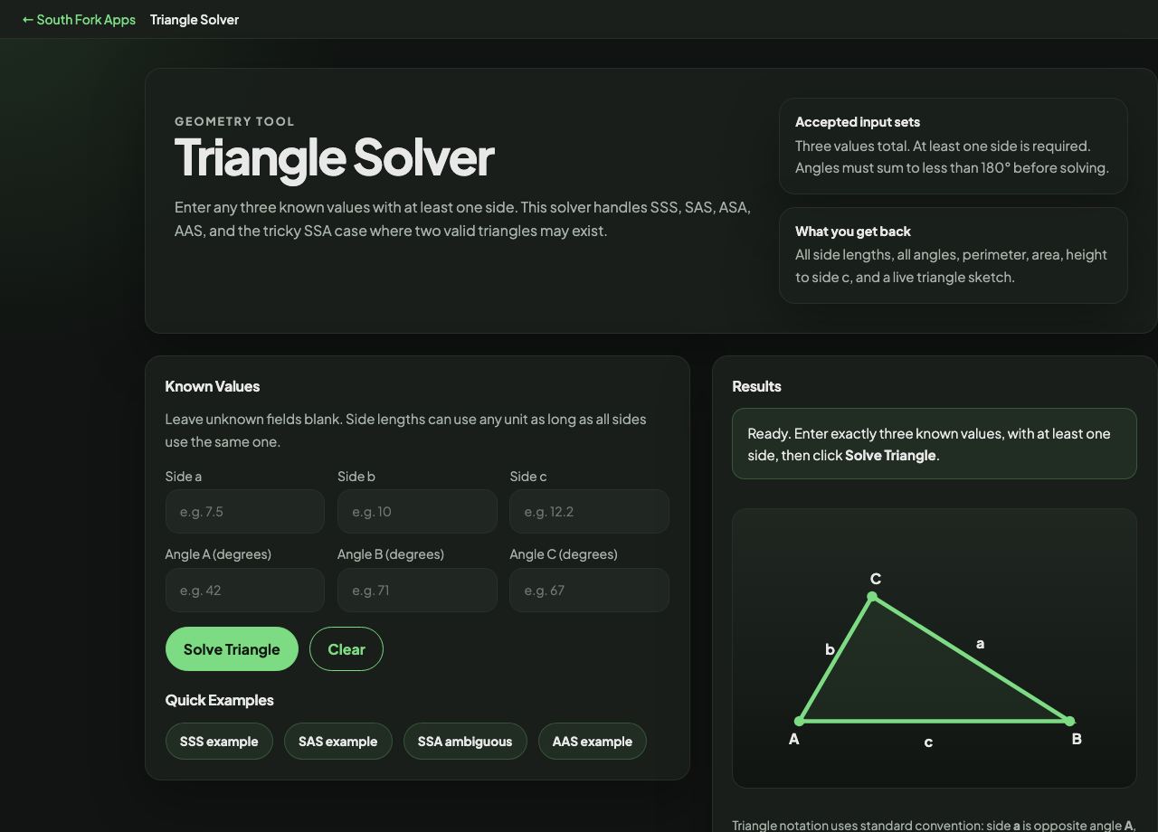 Triangle Solver interface preview